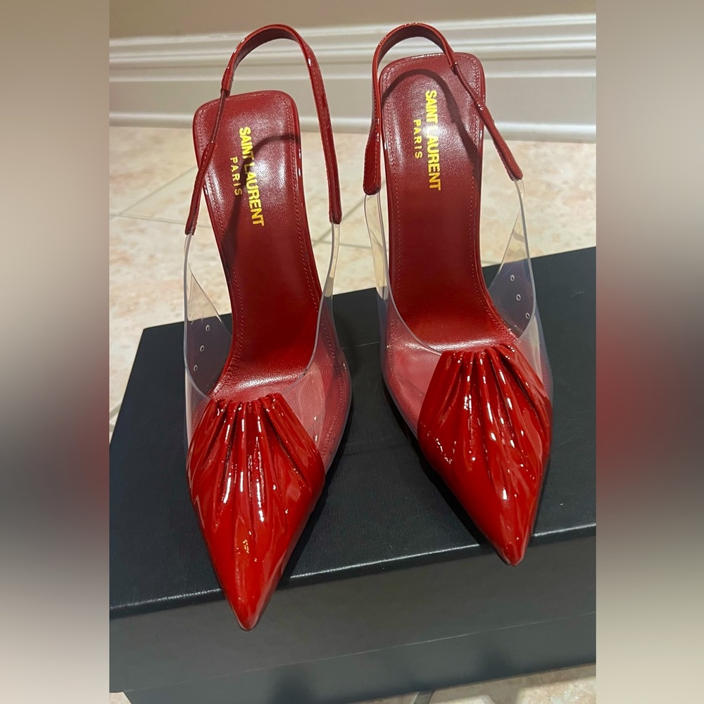 YSL Burgundy Slingback Heel - never worn
